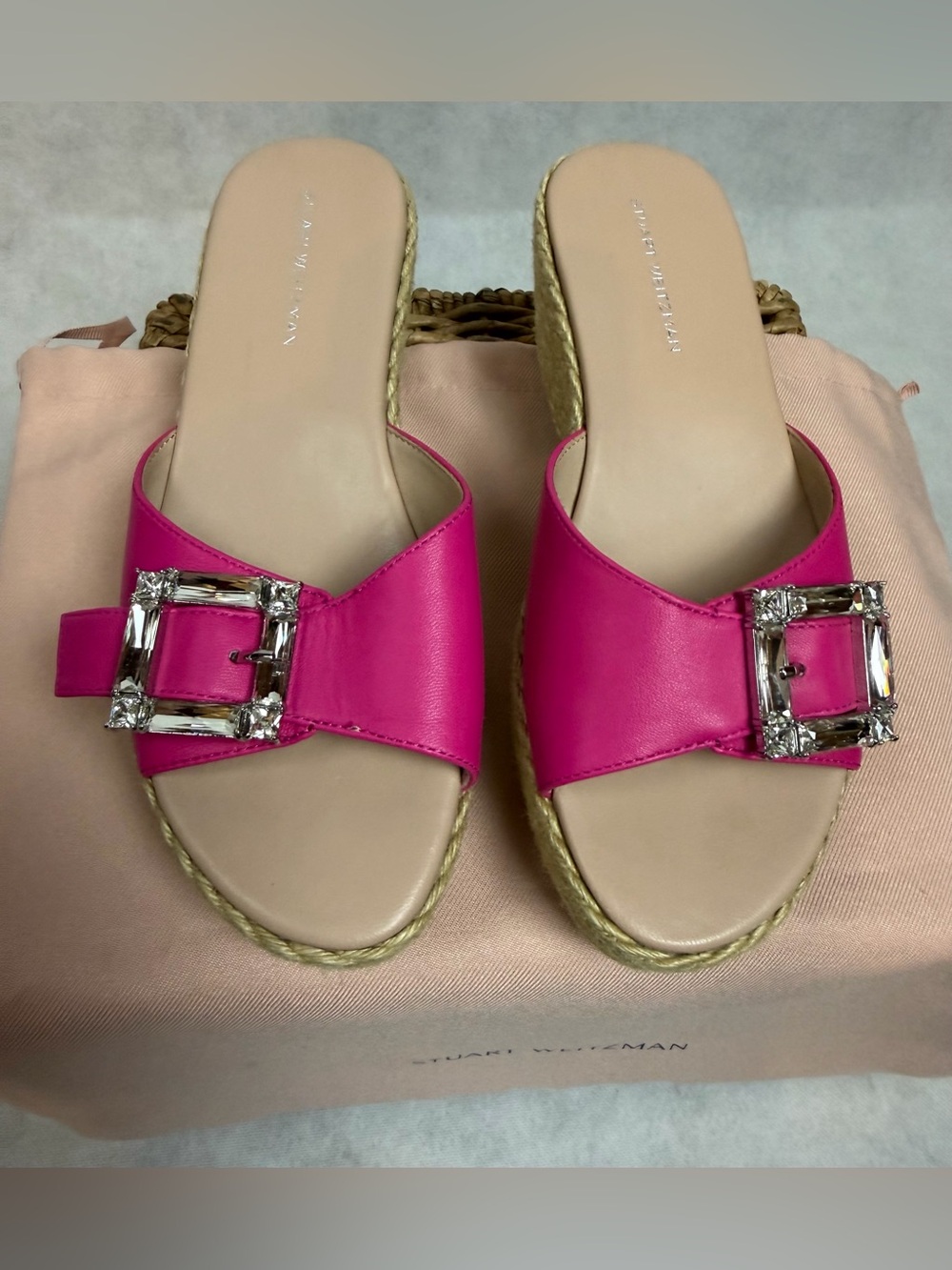 Stuart Weitzman June 75 Wedge Slide Sandals Bundle Black Pink Size 6 New - Picture 3 of 12